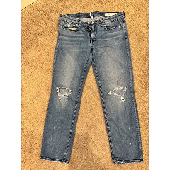 Rag & Bone Dre Low-Rise Slim Boyfriend Jeans Womens Size 27 Light Blue - Picture 2 of 10